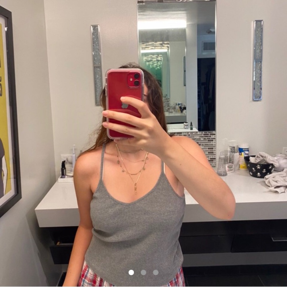 topshop gray ribbed cropped tank top